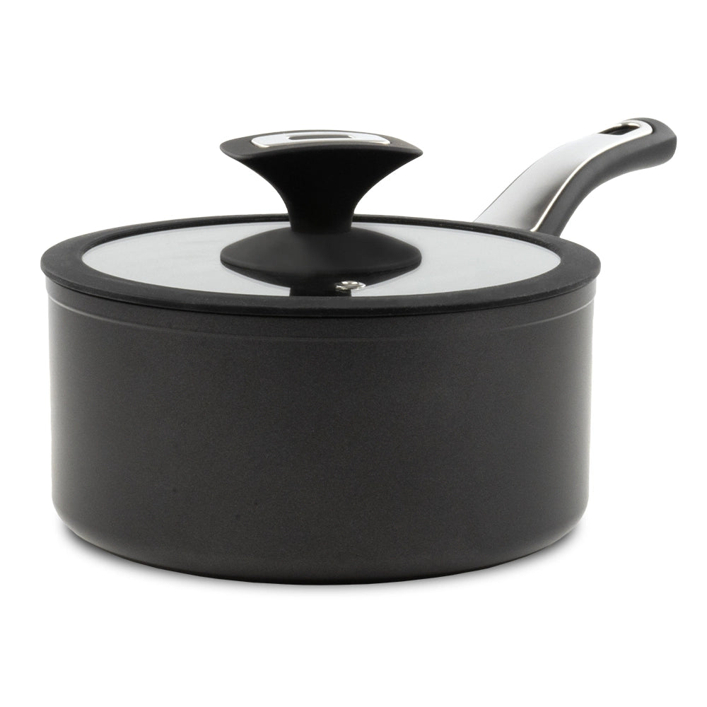 Casseruola 1 manico con coperchio Elegance Black 18 cm doppio fondo acciaio inox, manico Soft touch