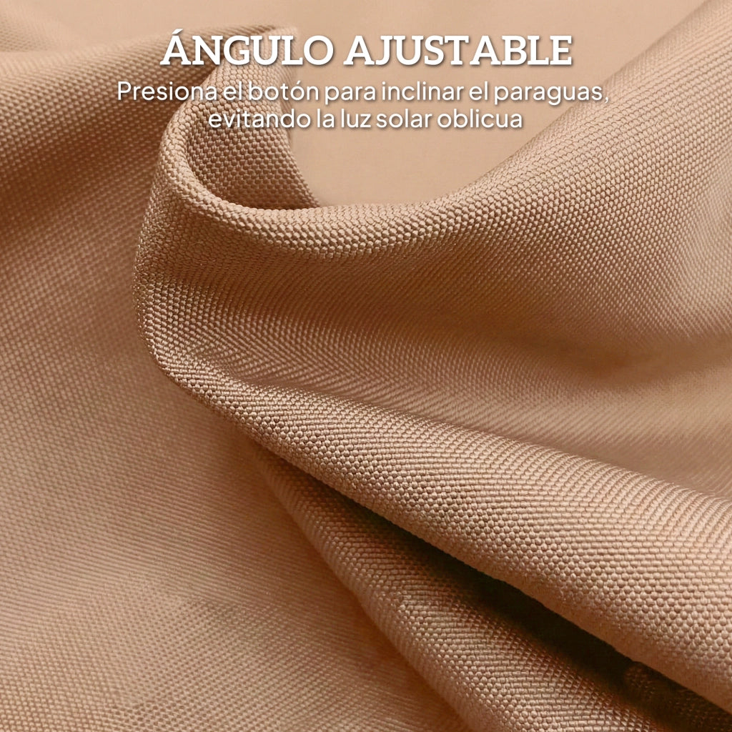 Ombrellone da Giardino con Tenda a Frange e Manovella ¨C zephmum ¨C Beige ?266x238 cm