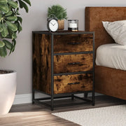 Comodino Rovere Fumo 40x34,5x60 cm Legno Multistrato e Metallo 848721
