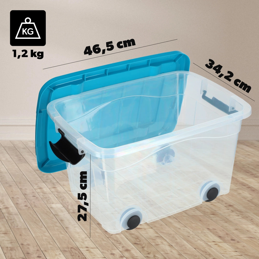 Contenitore per giocattoli KADAX, grande scatola con ruote, in plastica, grande 20 litri