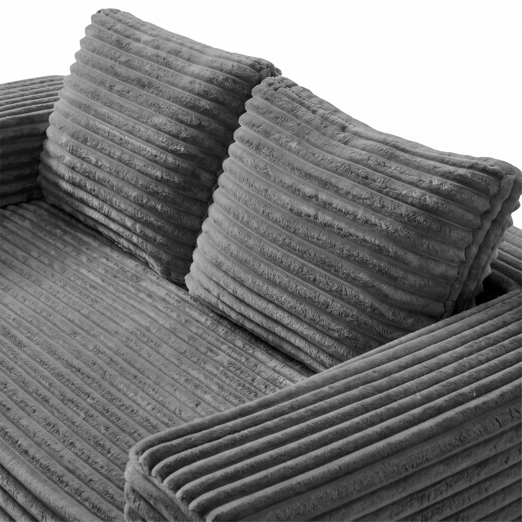 Divano a due posti in velluto a coste con schiuma ad alta densità e senza montaggio, grigio 105.0 × 32.0 × 32.0 cm