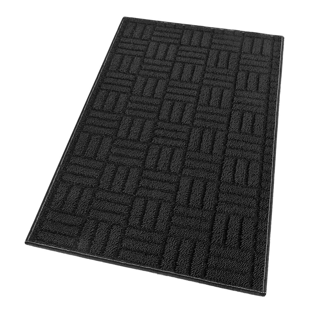 Tappeto Cucina Super Assorbente Tessitura 3D Tinta Unita Minimalista Moderno Nero - 50x80 Cm