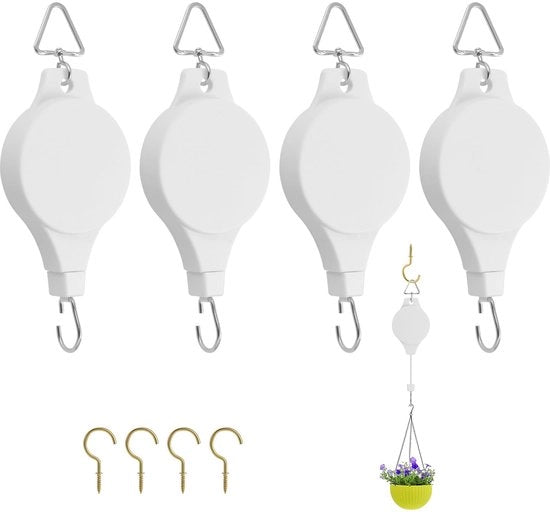 Pacco da 4 intrecciabili ganci per piante, cavo di sollevamento per piante con catena e gancio per vaso, con gancio per soffitto