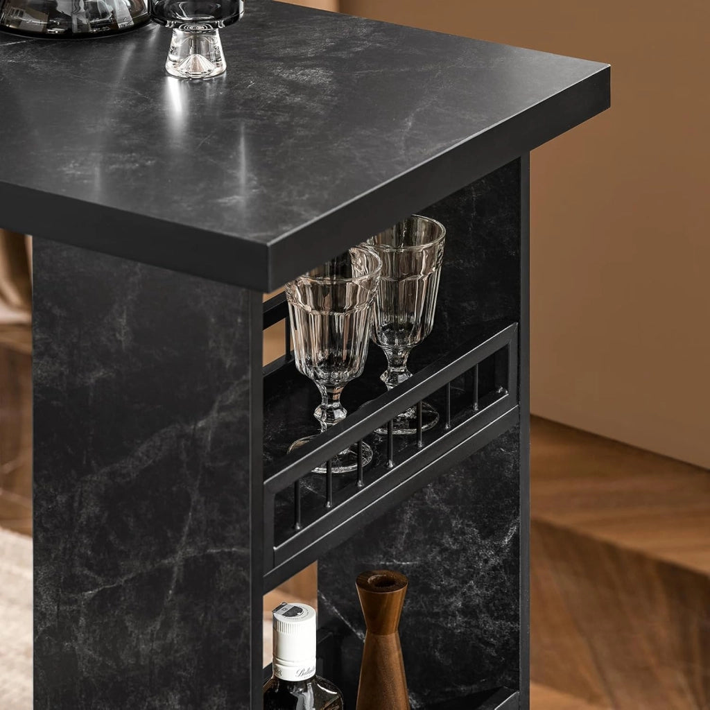 Tavolo alto bar Tavolo da pranzo Tavolo da balcone Penisola cucina Nero 120x50x105cm FWT100-SCH