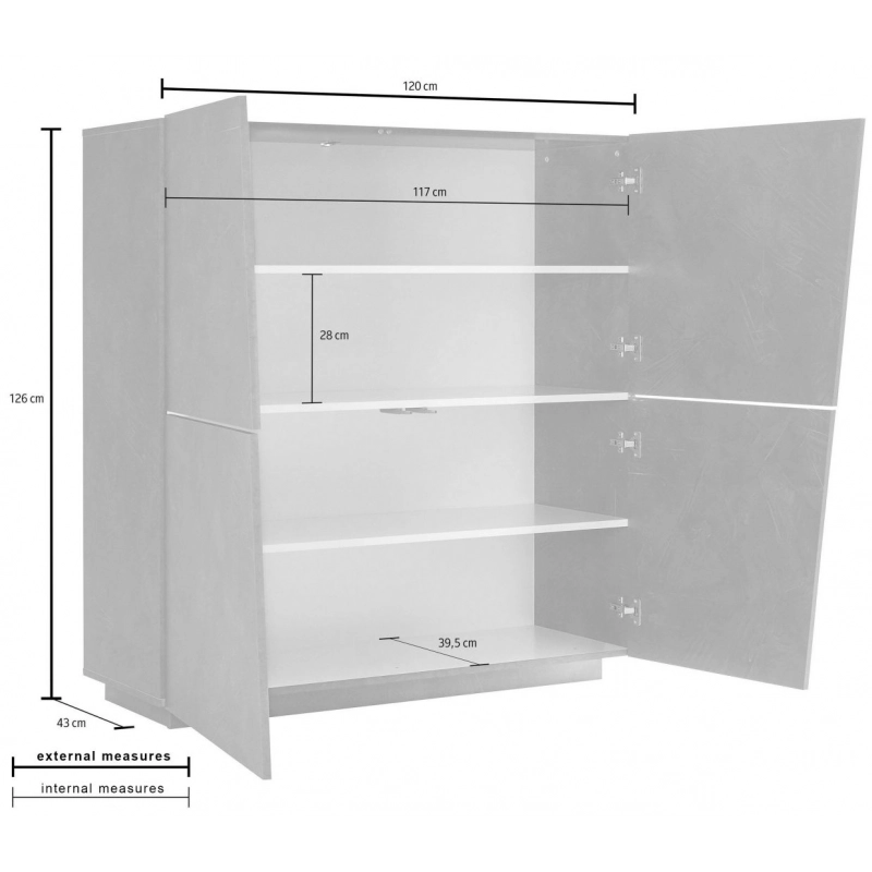 Madia Vega – 4 ante – 120x126x43 - Bianco Lucido