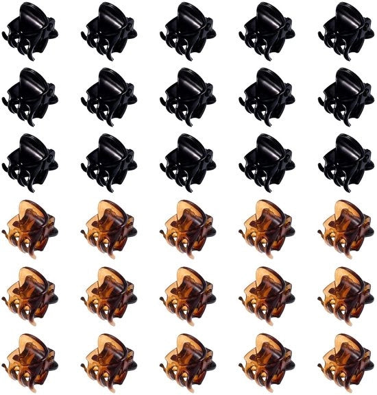 Accessori per capelli - Clip mini antiscivolo - 30 pezzi - Accessori capelli per ragazze/donne - Nero/Scuro - 1,5x1,3CM