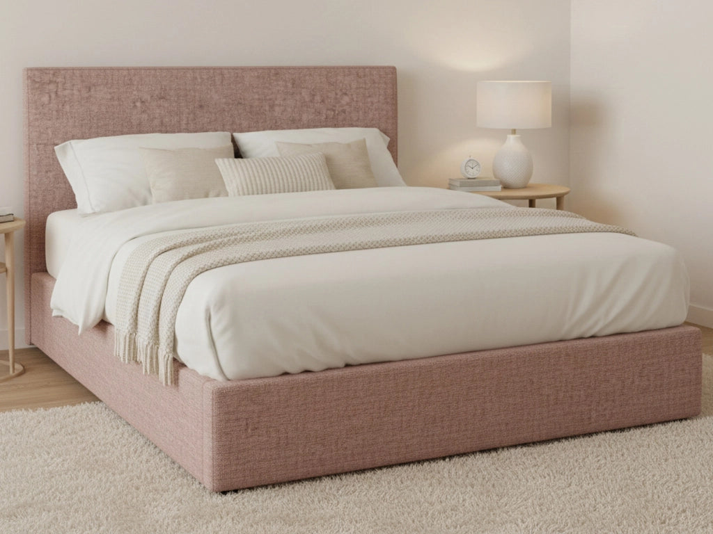 Basildon, Letto Matrimoniale Sfoderabile Made in Italy, Rosa Antico