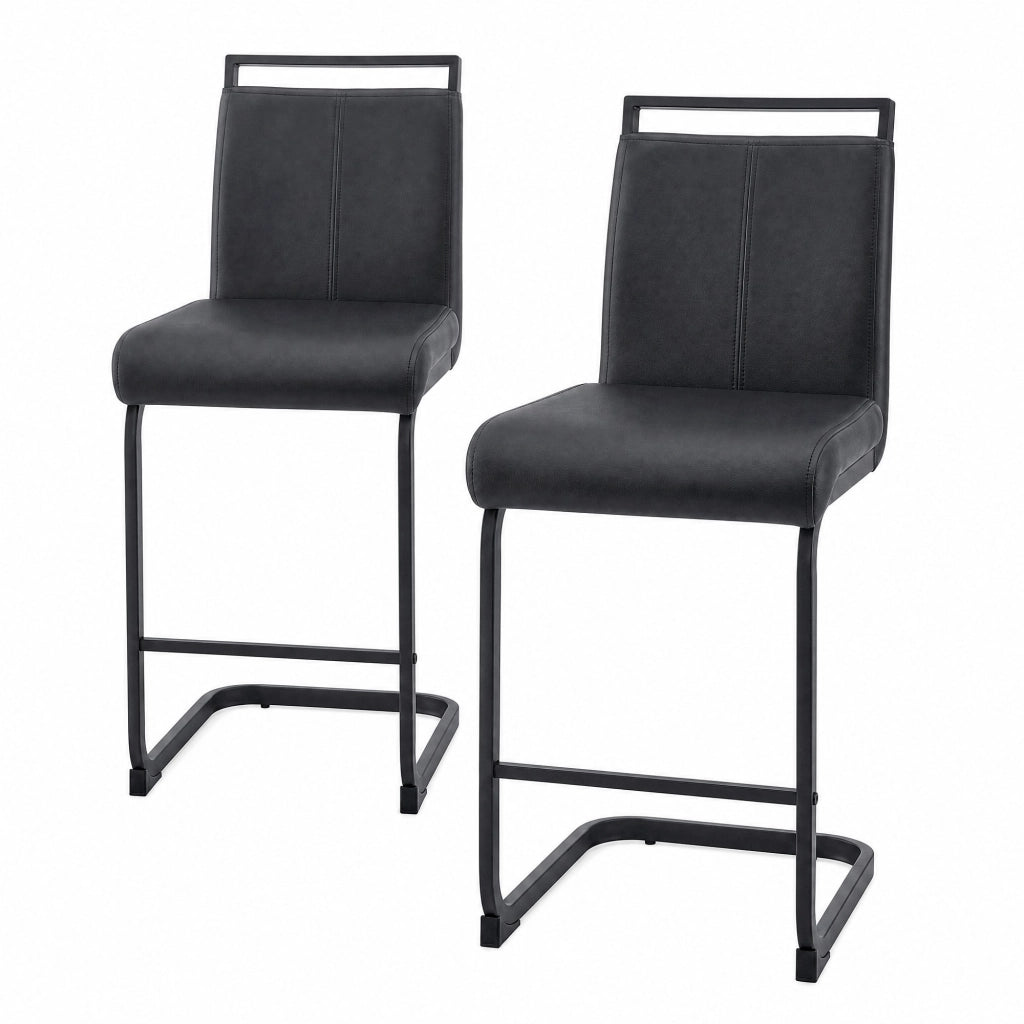 Set di 2 sgabelli da bar neri in similpelle con struttura in metallo