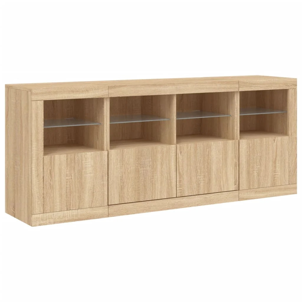 Buffet credenza cassettiera armadio mobile contenitore organizer per cucina soggiorno salotto con luci LED Sonoma 163 x 37 x 67 cm marrone 02_0029944