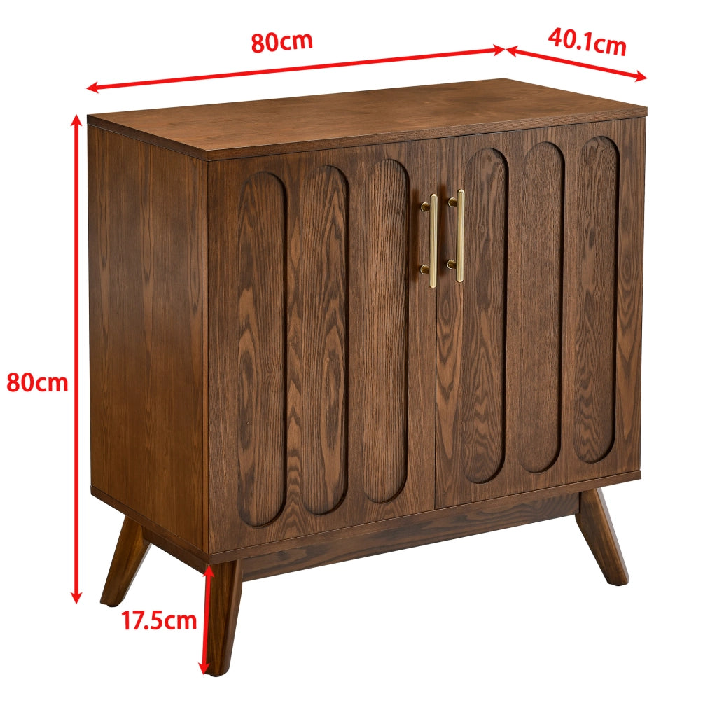 Credenza con ripiani regolabili in MDF e legno noce