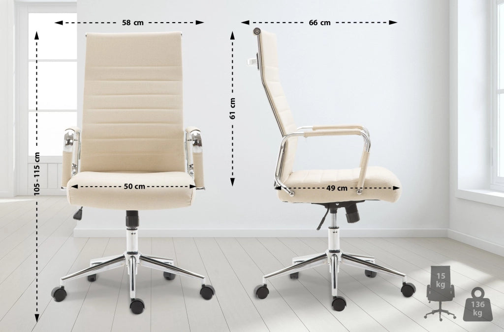 Sedia ufficio KOLUMBUS in tessuto crema