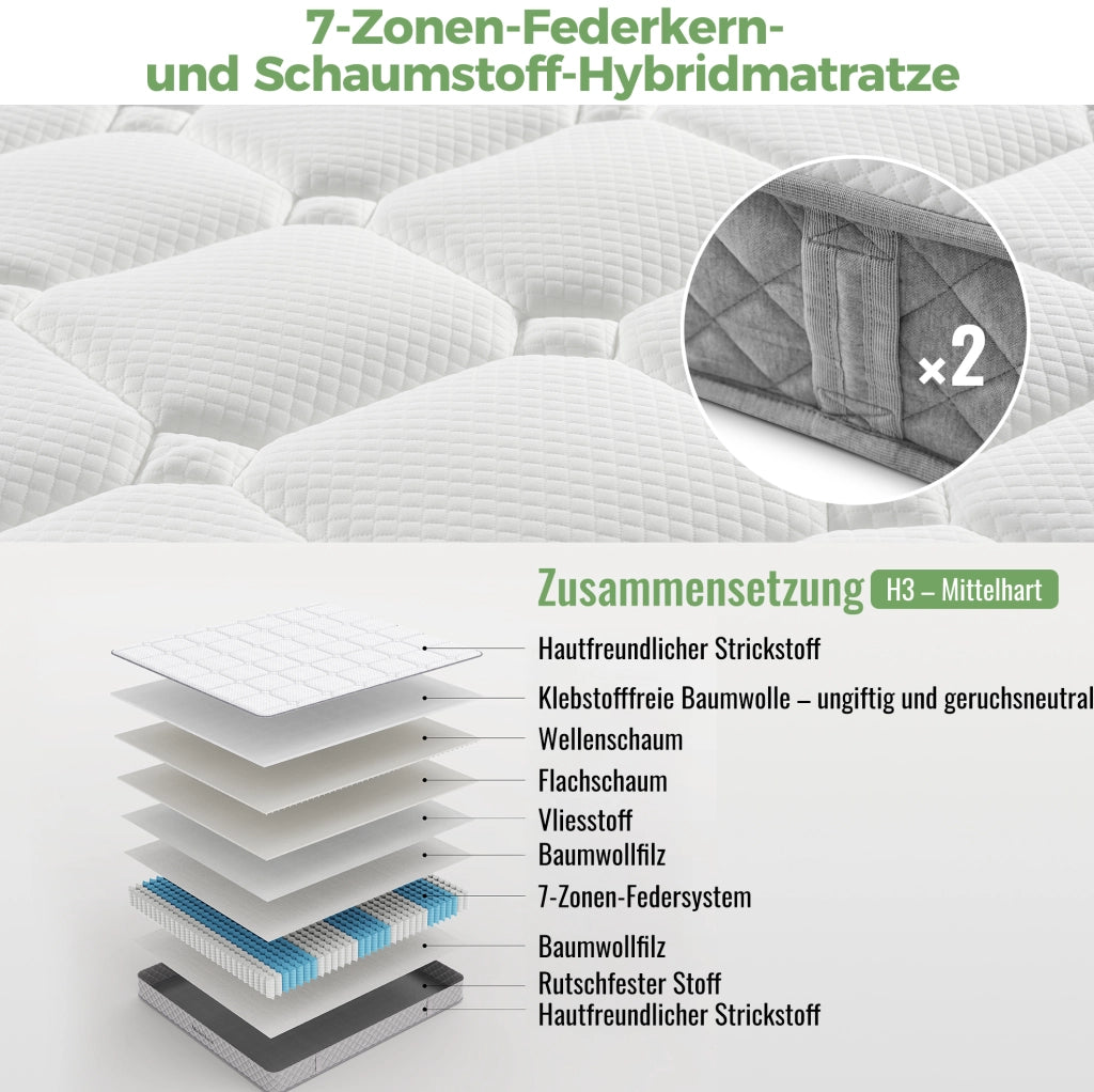 Letto imbottito con LED, contenitore idraulico e materasso 90x200 cm, beige