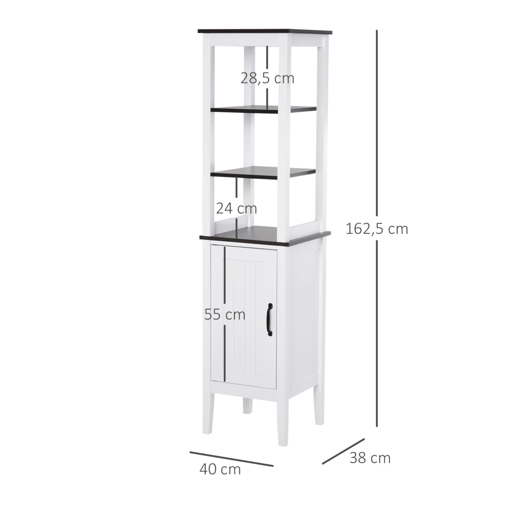 Mobile Bagno a Colonna 40x38x162,5 cm Salvaspazio con 3 Ripiani Aperti in MDF Bianco