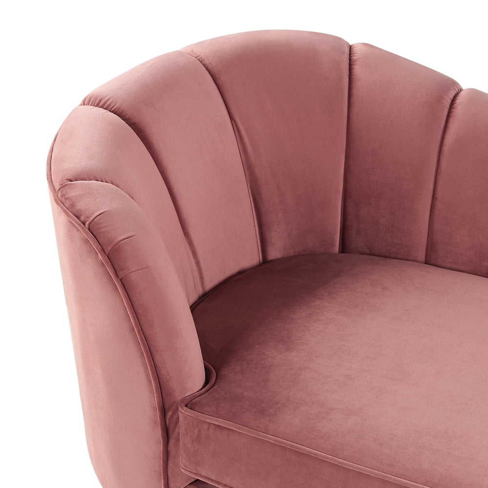 Chaise longue Velluto Rosa Tappezzeria Gambe In Metallo dorato versione sinistra