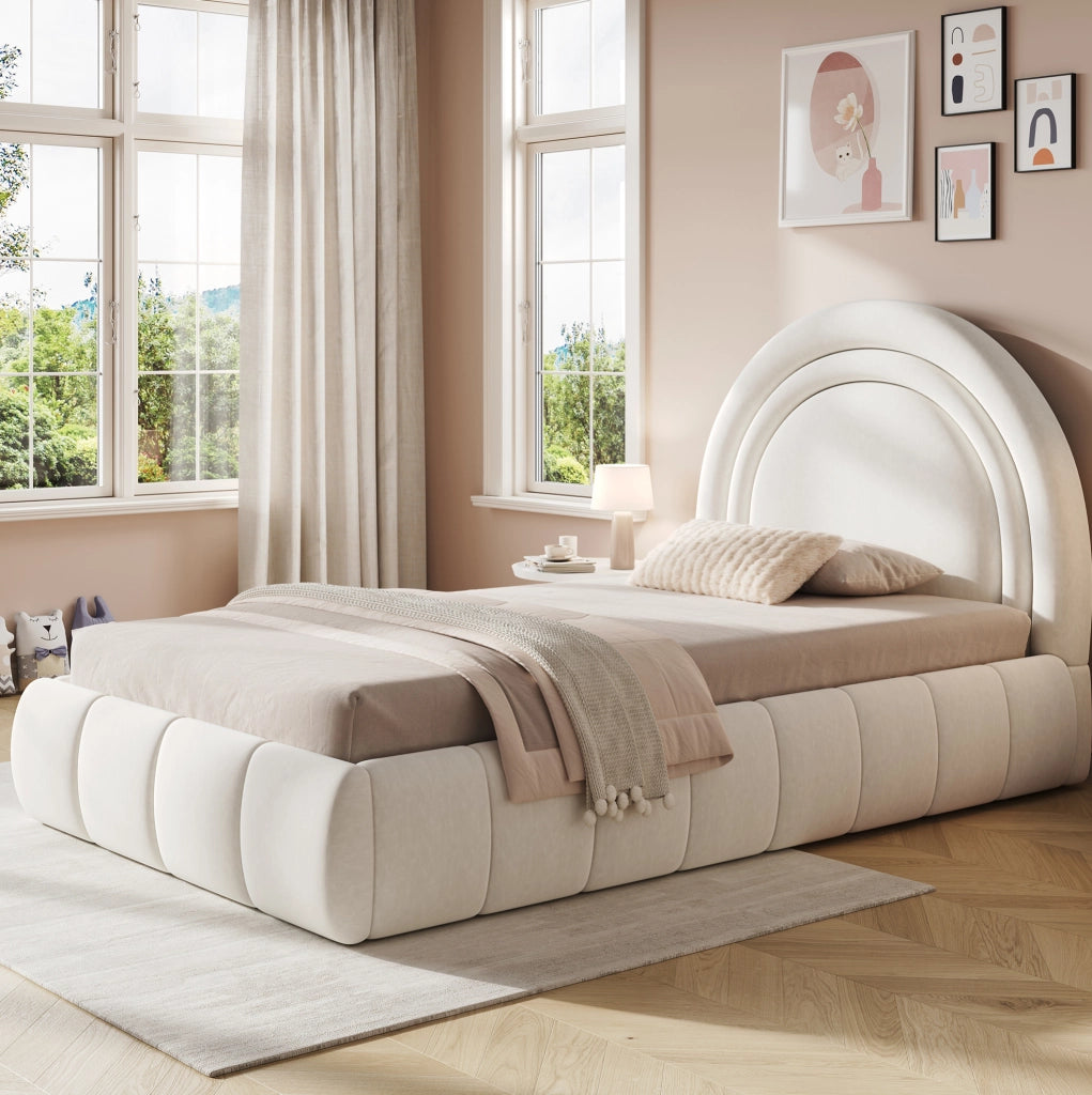 Letto imbottito per bambini 90x200 cm con contenitore e rete a doghe