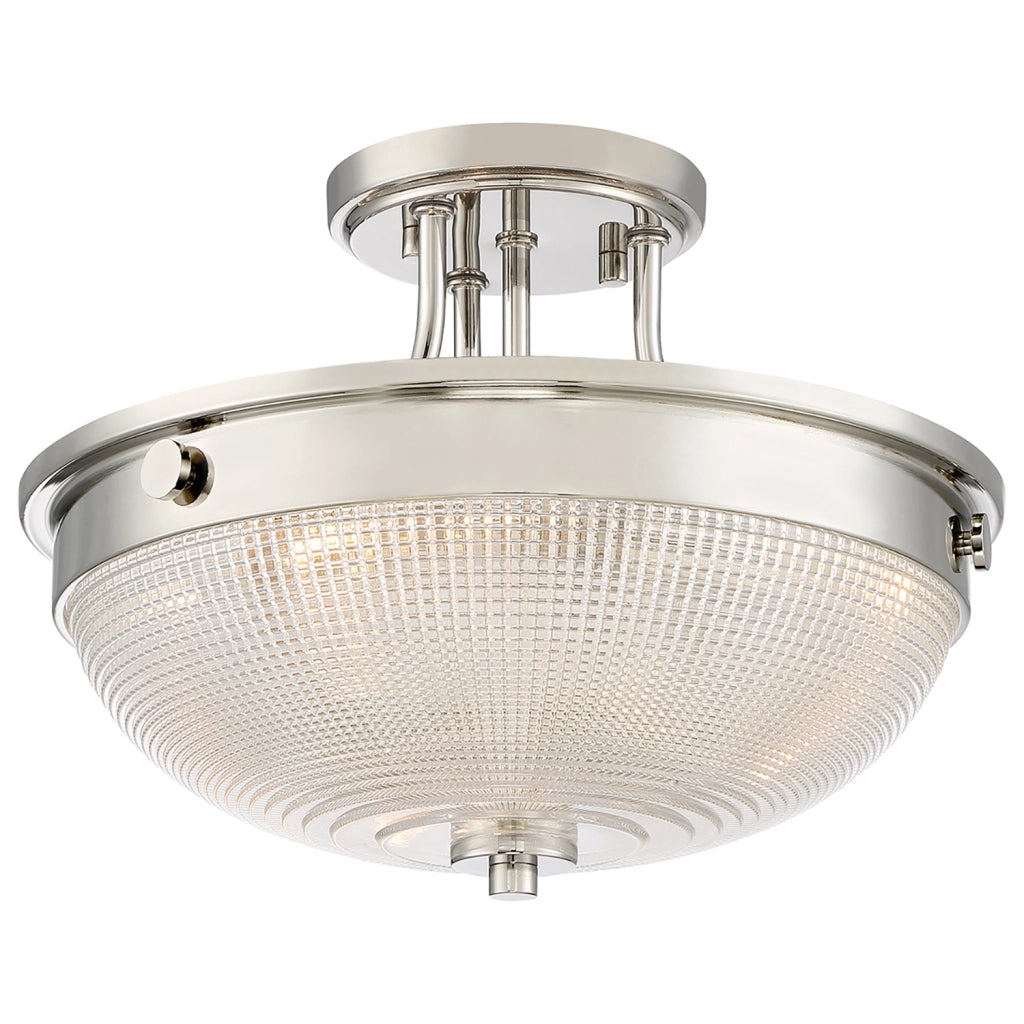 Lampada A Soffitto Contemporanea Mantle Vetro Nichel Lucido 2 Luci E27