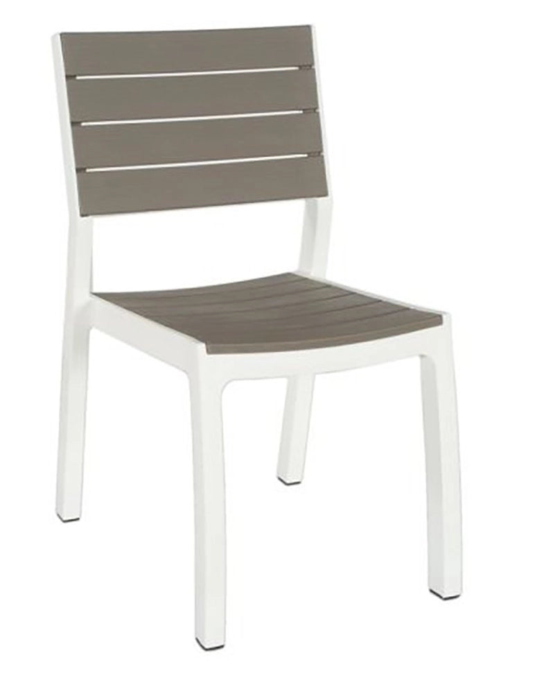 Sedia da Giardino in Resina Effetto Legno Impilabile Colore Bianco