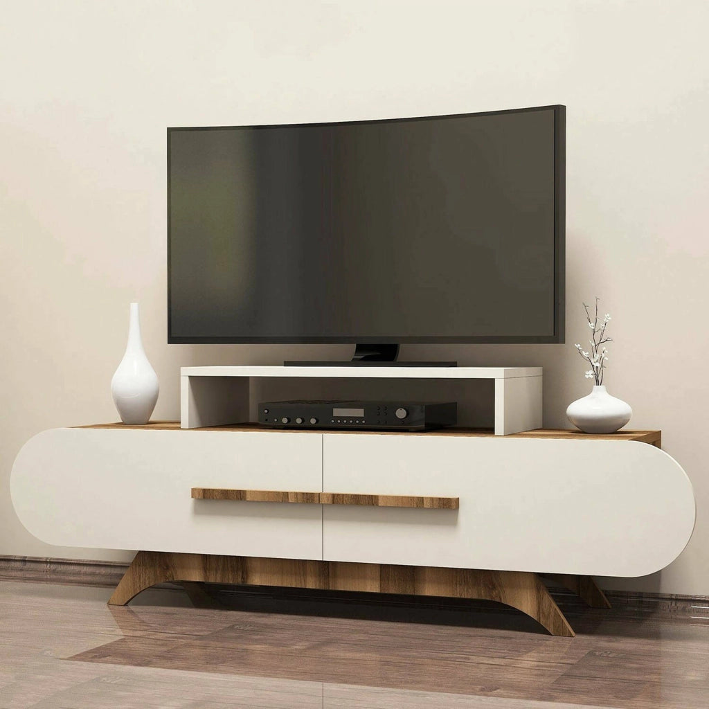 Nesatm, Mobile Porta tv un Ripiano, 145x37x50h cm Marrone Noce