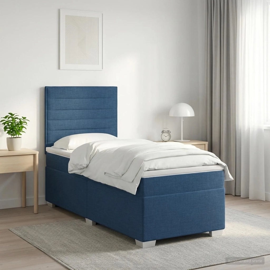 Letto box spring con materasso Blu 90 x 190 cm Tessuto 3454760