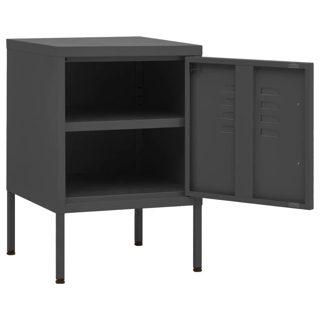 Comodino Antracite 35x35x51 cm in Acciaio 336213