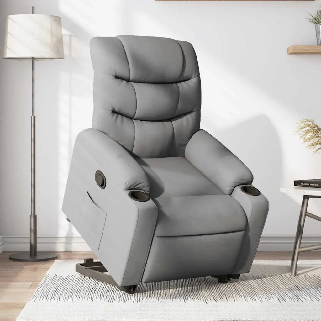 Poltrona Alzapersona Reclinabile Grigio Chiaro in Tessuto 3206645