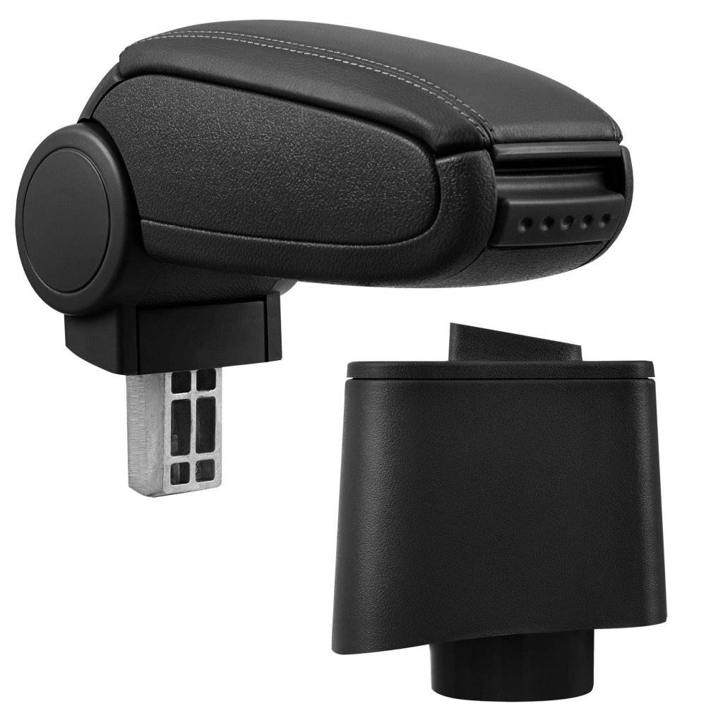 Bracciolo centrale per Volkswagen Polo V (tipo 6R) con scomparto imbottito in similpelle nera con cuciture nere 03_0000729