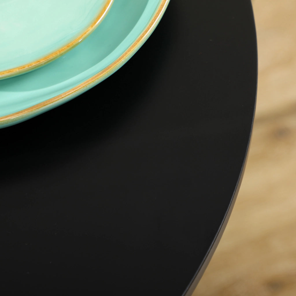 TAVOLO rotondo Ø70 x 75 cm nero in MDF e acciaio