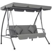Dondolo da Giardino 3 Posti Convertibile ¨C Xylo ¨C Tetto Regolabile con Materasso Grigio Chiaro