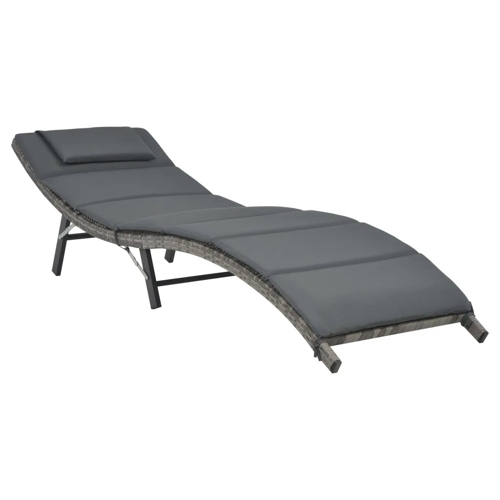 Set Lettini da Giardino 3 pz Pieghevoli in Polyrattan Grigiocod mxl 70927