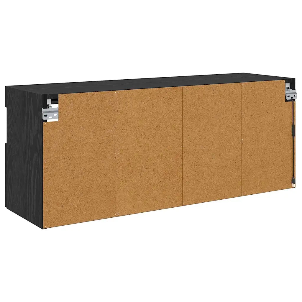 Mobile TV da Parete | Armadietto TV | Mobile Porta TV con LED Rovere Nero 100 x 30 x 40 cm