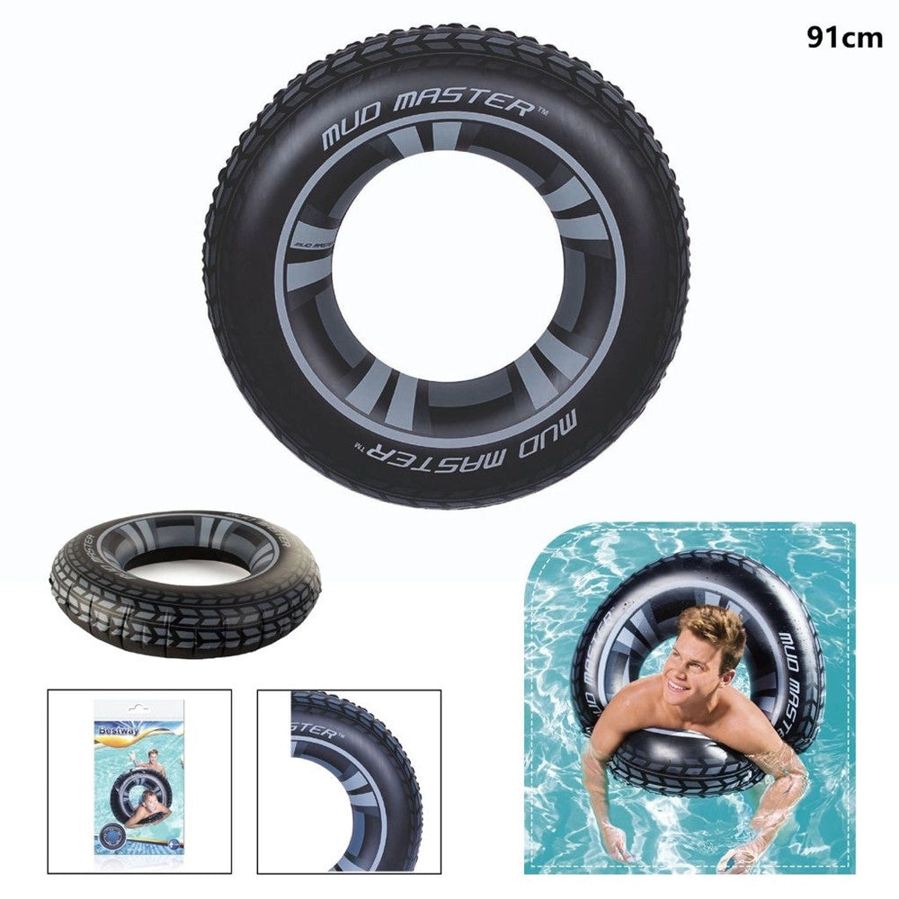 Trade Shop - Salvagente Ciambella Gonfiabile Forma Ruota/pneumatico Per Piscina Mare 91 Cm 36016 -
