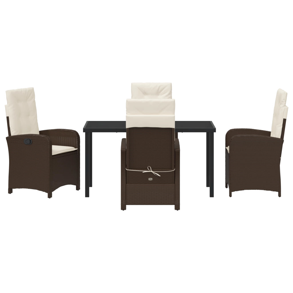 Set di Mobili da Giardino da 5 Pezzi con Cuscini Rattan PE Marrone