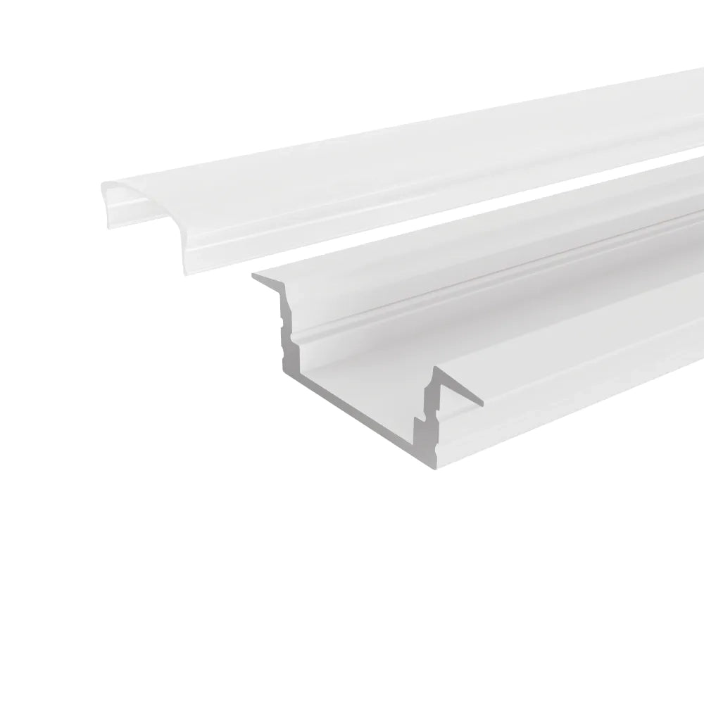 Profilo da incasso in alluminio bianco 2mt per doppia striscia led
