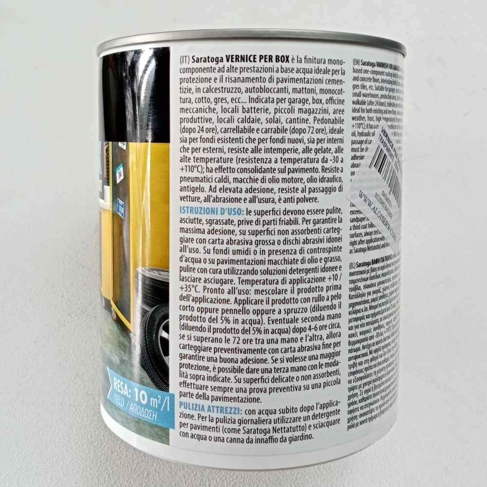Saratoga 750ml vernice trasparente per pavimenti di box garage laboratori cantine seminterrati