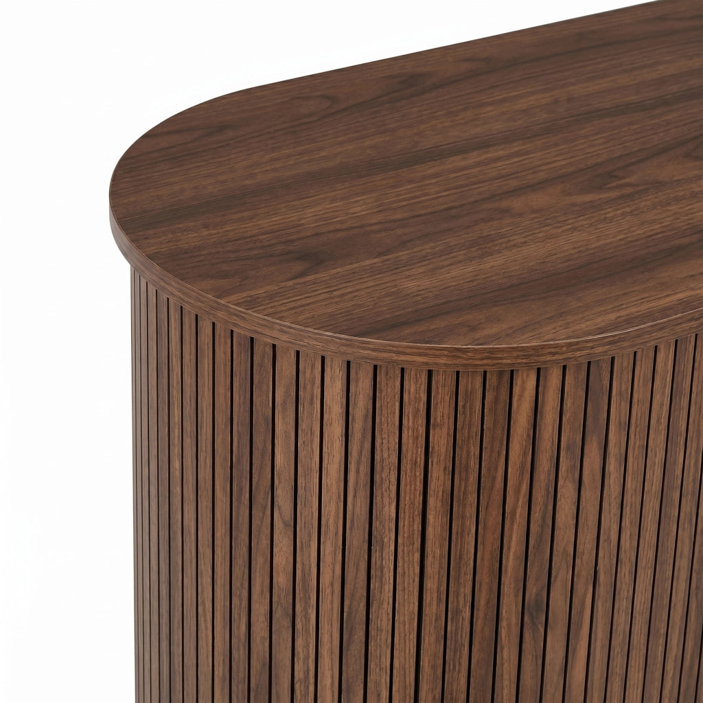Credenza da sala da pranzo, mobile da ingresso, 3 cassetti, ante scorrevoli, piedini in metallo, color noce