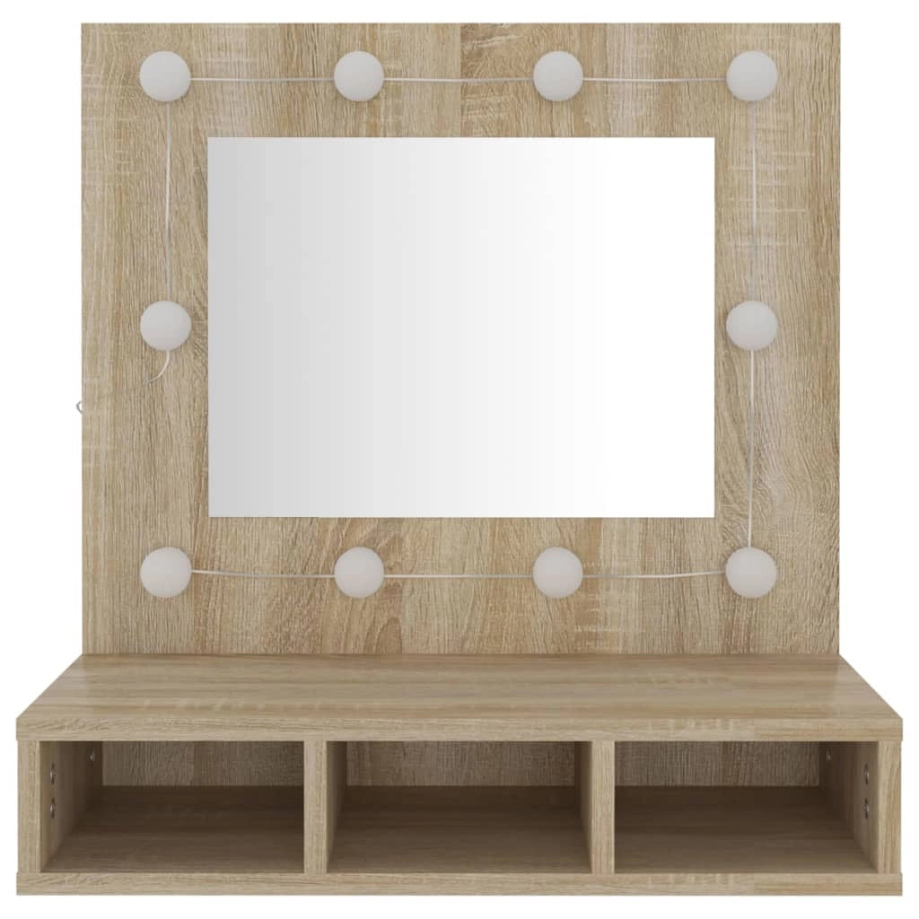 Armadio a specchio con illuminazione a LED 60 x 31,5 x 62 cm rovere 02_0006670