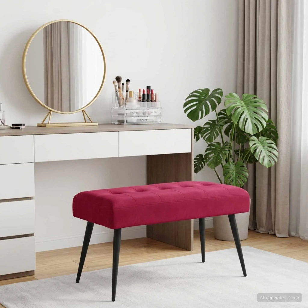 Panchina con bottoni imbottiti Rosso Vino 80 x 40 x 46 cm 42038520