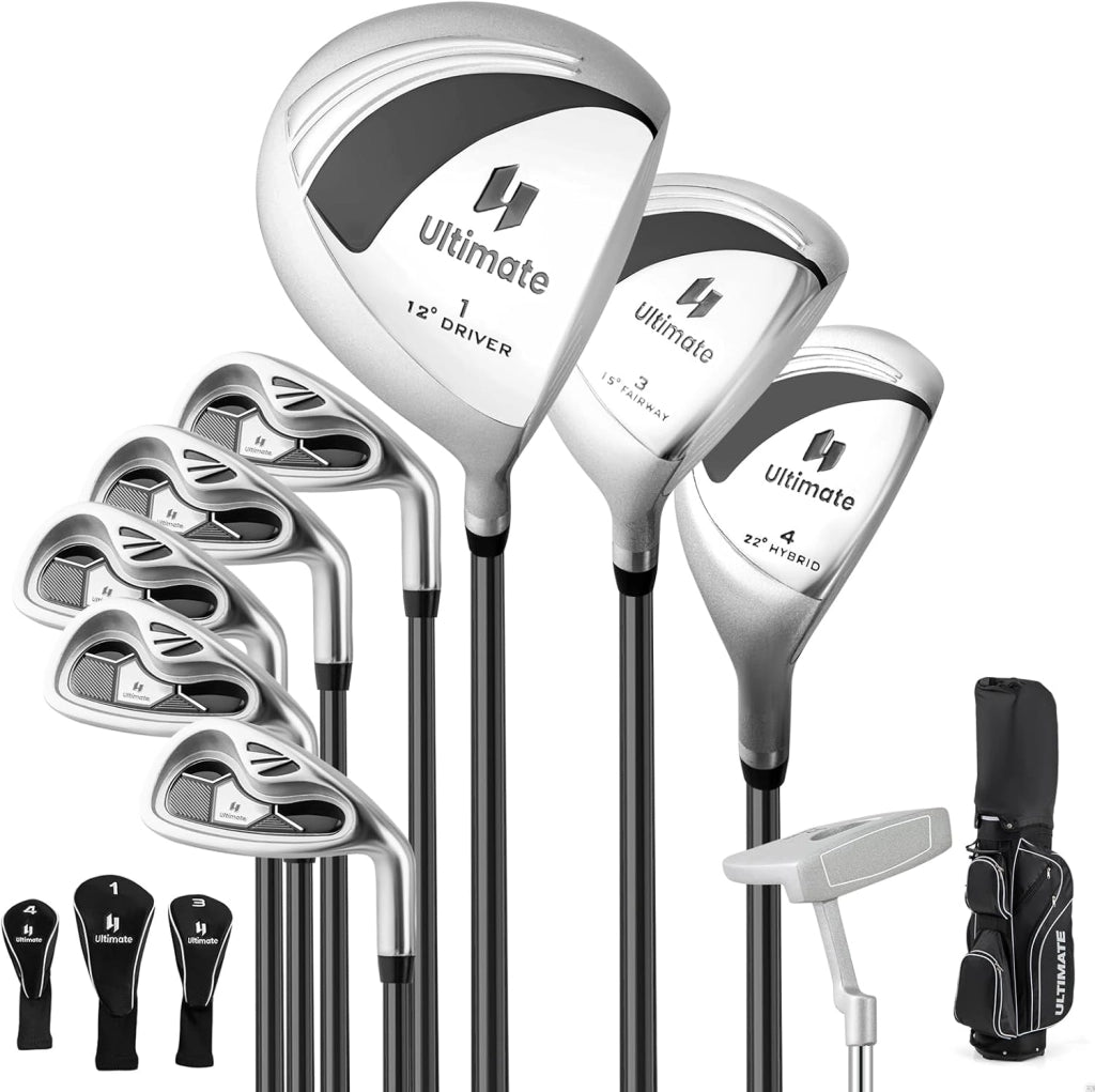Set Completo di Mazze da Golf da Dona, Include Driver 460CC 1, Fairway 3, Ibrido 4, Ferri 6, 7, 8, 9 e P, Putter, 3 Copri Mazzetta e 1 Borsa per Destrimano