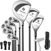 Set Completo di Mazze da Golf da Dona, Include Driver 460CC 1, Fairway 3, Ibrido 4, Ferri 6, 7, 8, 9 e P, Putter, 3 Copri Mazzetta e 1 Borsa per Destrimano