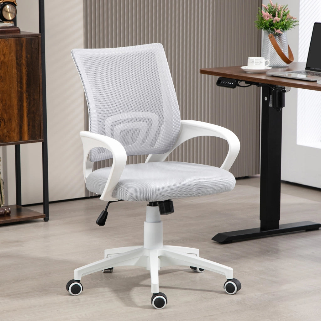 Sedia da ufficio girevole con rete ¨C zephmum ¨C grigio, altezza regolabile