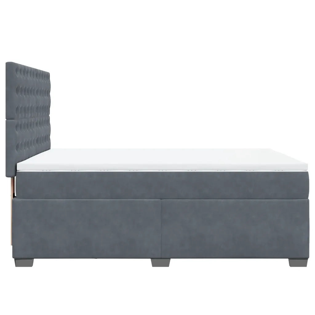 Giroletto a Molle con Materasso Grigio Scuro 140x200 cm Velluto 3290943