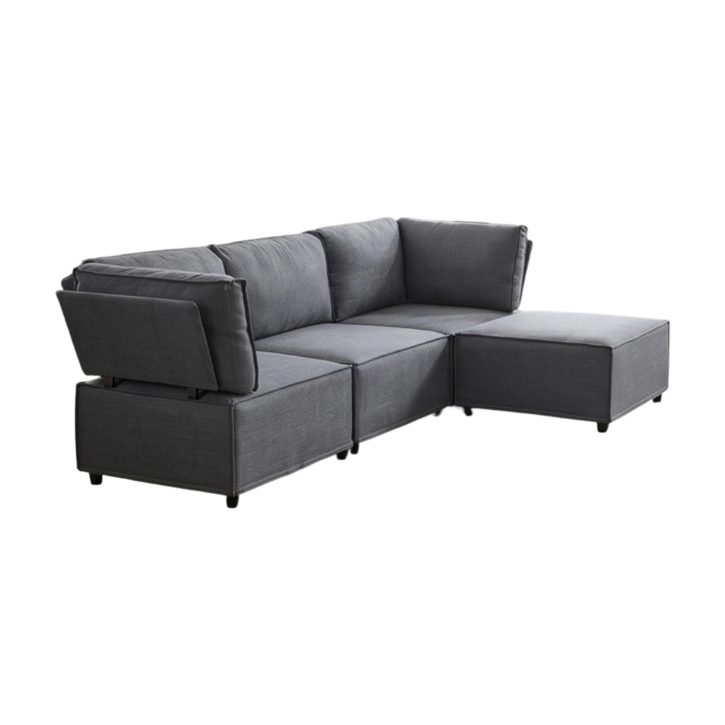 Divano modulare - configurazione libera e funzione letto - in tessuto - grigio scuro