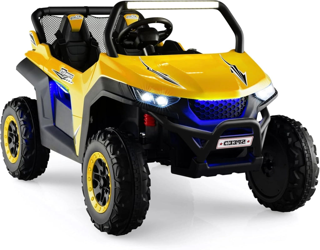 Macchina Elettrica Per Bambini 2 Posti, con Multimedia e Telecomando 2,4G per Genitori, Autonomia 60-120 Min, Carico Max 59 KG, Macchina Elettrica per Bambini da 3 a 8 Anni (Giallo)