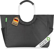 Borsa per spese in PET riciclato - sacchetto per spese sostenibile con fondo rinforzato - nero