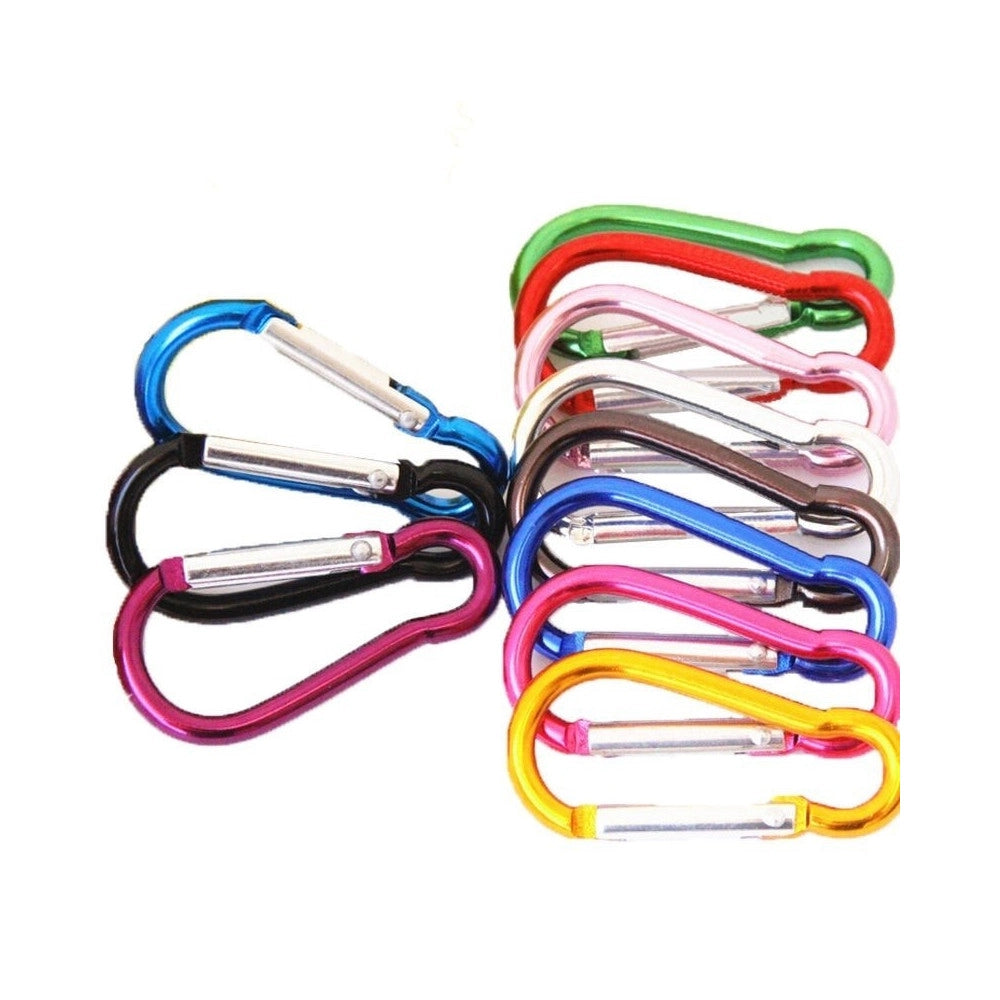 Trade Shop - 4 Moschettoni 50-60-70-80mm Clip Portachiavi Porta Chiavi In Alluminio C/ Gancio -