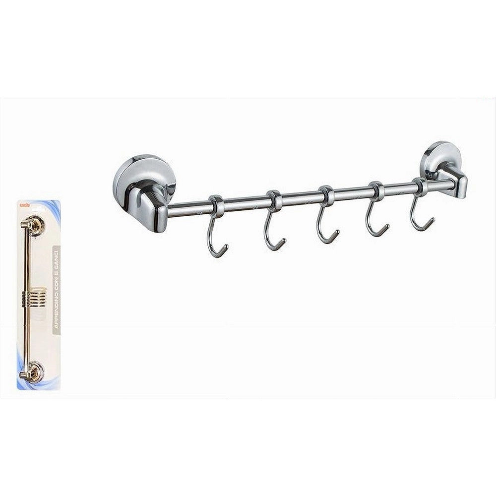 Trade Shop - Appendino Con 5 Ganci Per Accappatoi Asciugamani Da Parete Accessori Bagno 79811 -
