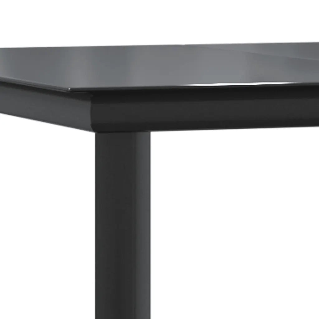 Set Pranzo da Giardino 7 pz Nero con Cuscini Polyrattan Vetro 3334552