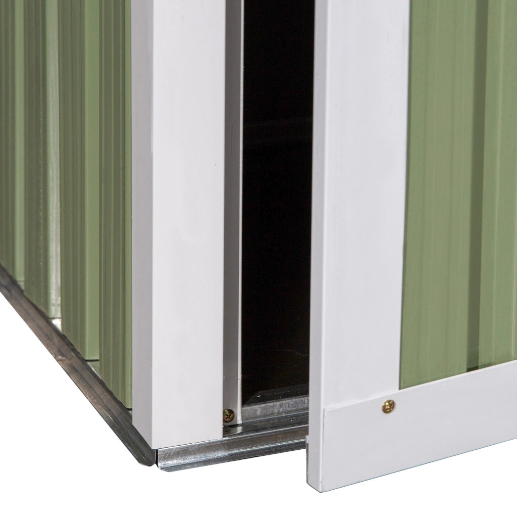 Casetta da giardino in acciaio verde 142 x 84 x 189 cm con porta ampia