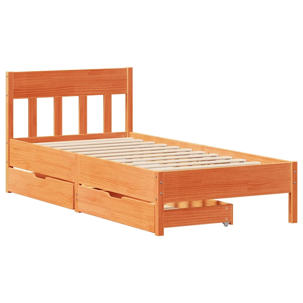 Letto senza Materasso Marrone Cera 90x190 cm in Legno di Pino 3301889