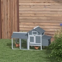 Pollaio Prefabbricato in Legno per 2 Galline con Recinzione e Nido per Cova, 150.5x54x87cm
